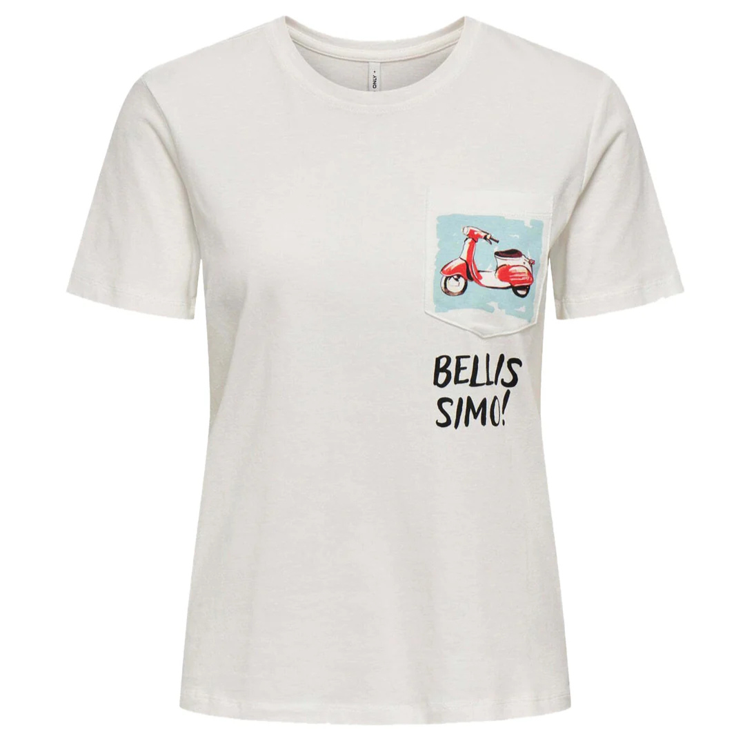 ONLY Bela Ženska Majica ONLPOLLY LIFE